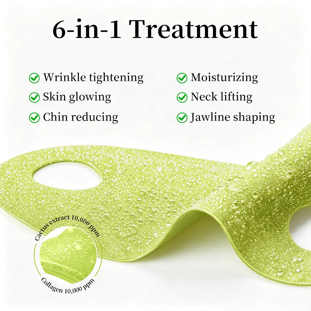 Cactus Cooling V Lift Face Mask Firming Jawline Mask Lightweight Hydration Sheet Mask for Skin Tightening Smoothing Puffiness Care and Visible Face Contour Improvement Morning Night Skincare Routine Gift Choice 4PCS