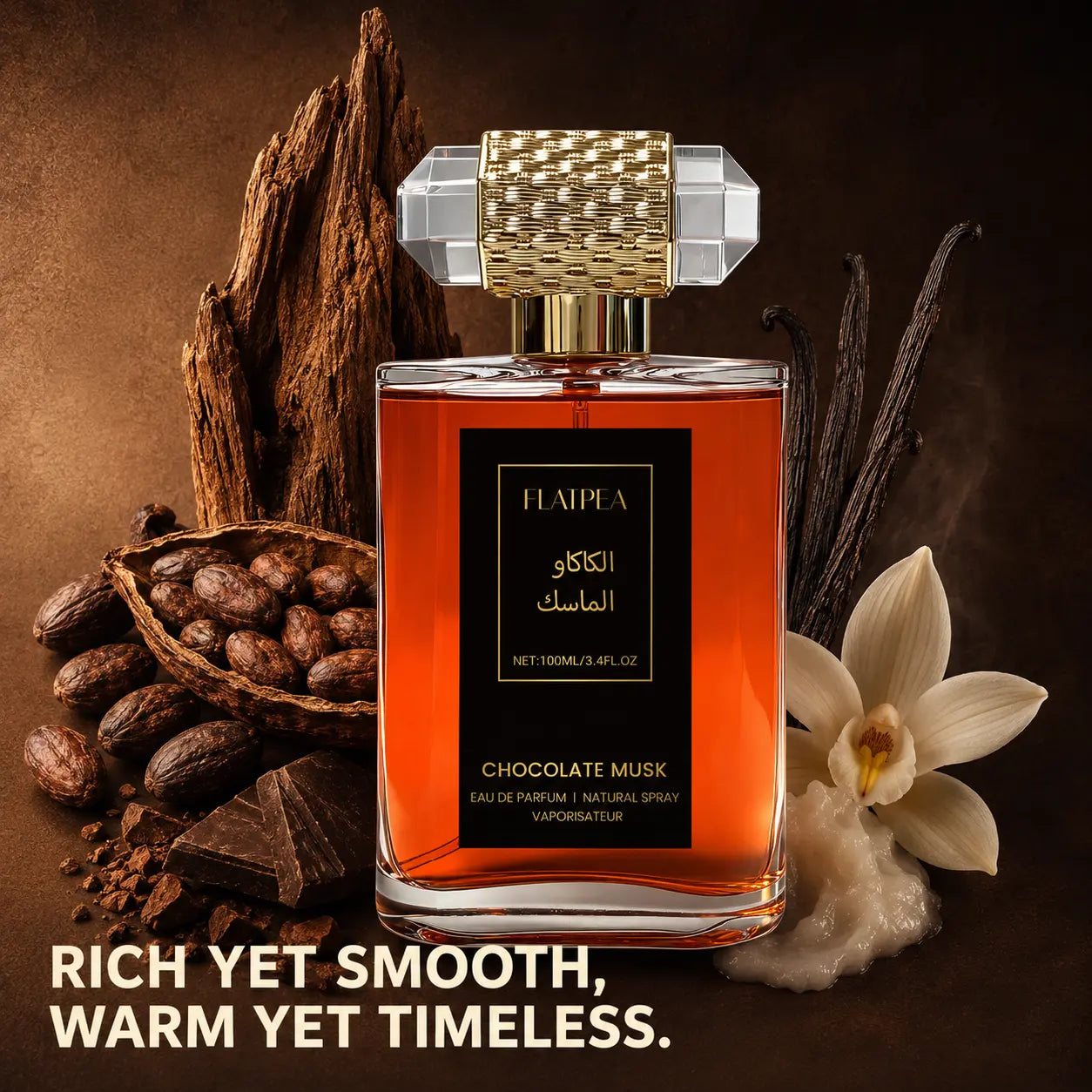 Chocolate Musk Eau De Parfum - Bottle Perfume, Daily Scented Fragrance EDP, Warm Sweet Gourmand Scent with Cocoa, Vanilla and Musk Notes, 100 Ml Single Bottle Perfume Spray