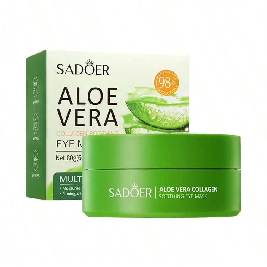 SADOER Aloe Vera under Eye Mask Pads Pack - 60 Gel Patches, Daily under Eye Moisturizer, Soothing Formula to Hydrate & Boost Skin Health, under Eyes