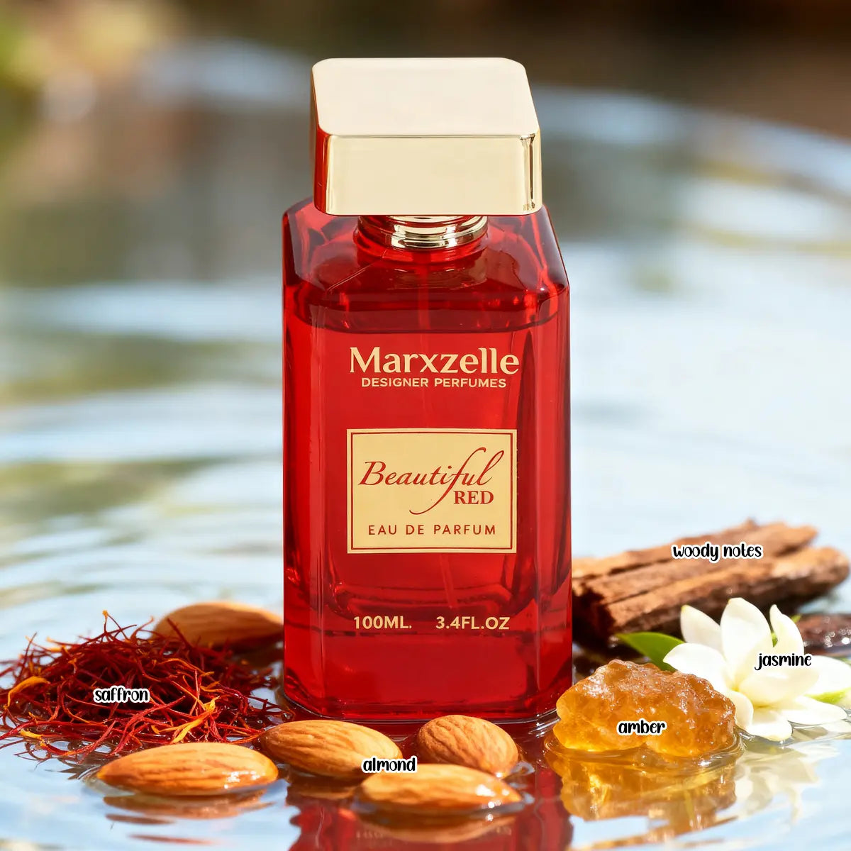 Marxzelle Designer Perfumes Beautiful Red Eau De Parfum for Men and Women 100Ml 3.4Fl.Oz.