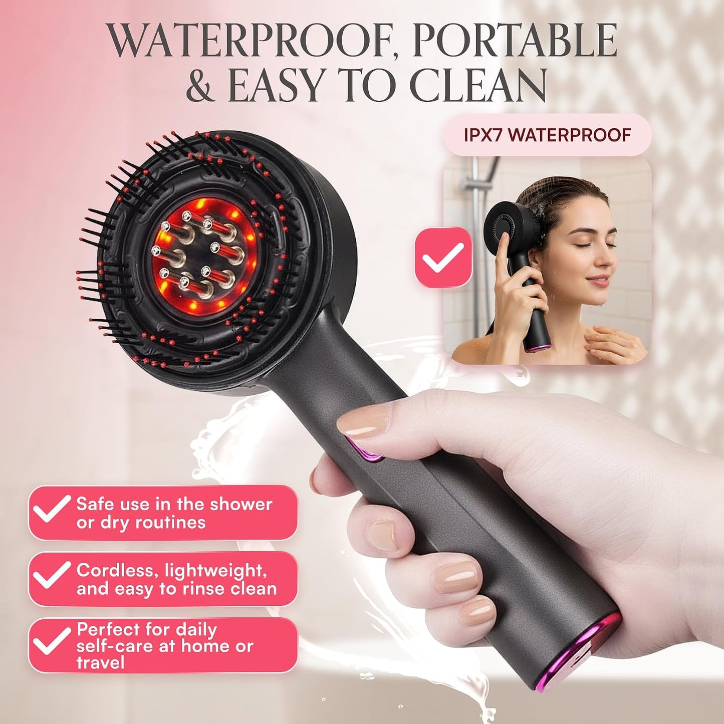 Electric Scalp Massager 3-In-1 – Cordless Head Massager & Hair Oil Applicator, Refillable Tank, IPX7 Waterproof Scalp Brush for Home & Travel, Women and Men