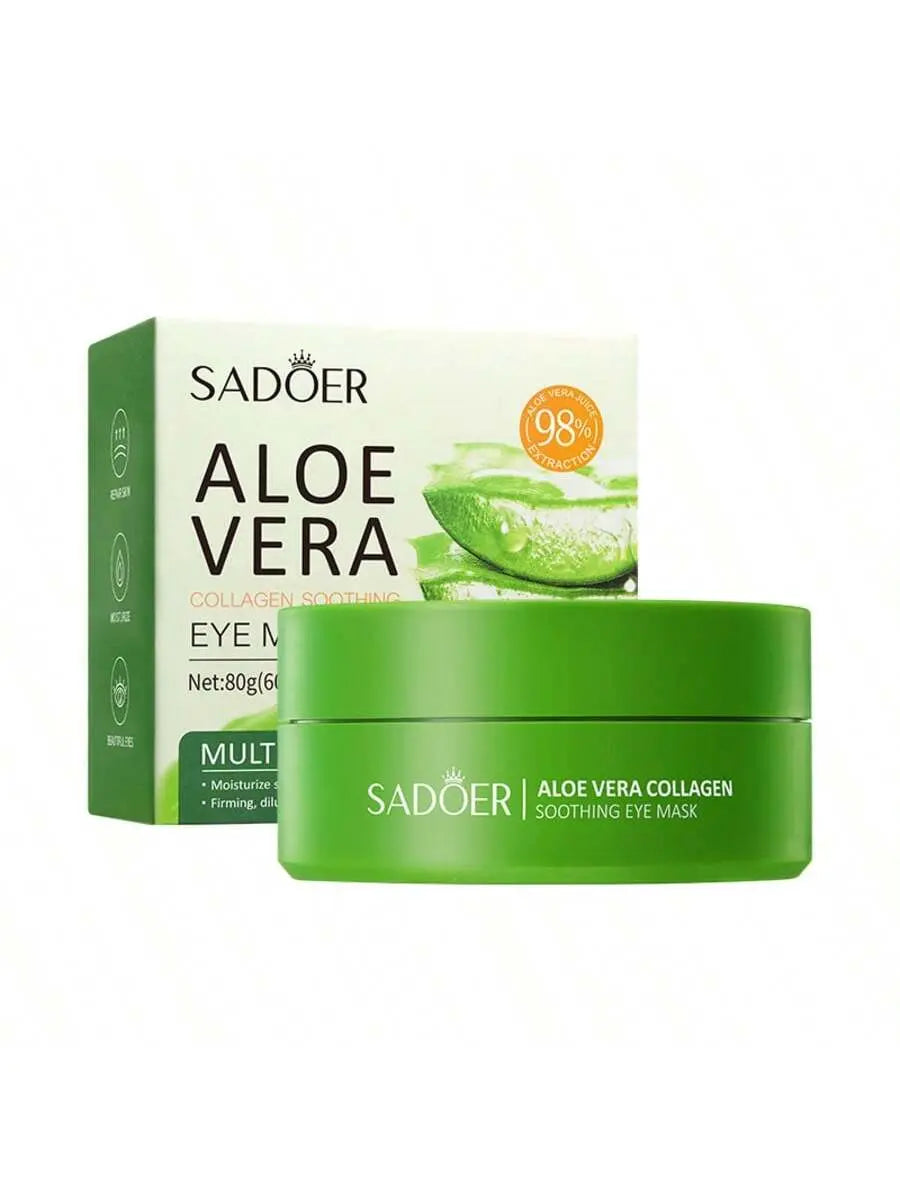 SADOER Aloe Vera under Eye Mask Pads Pack - 60 Gel Patches, Daily under Eye Moisturizer, Soothing Formula to Hydrate & Boost Skin Health, under Eyes