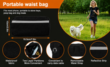 TrailTether portable waist bag detail — waterproof fabric, two-layer partitions, removable strap, reflective strip