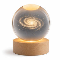 Crystal ball night light with galaxy engraving